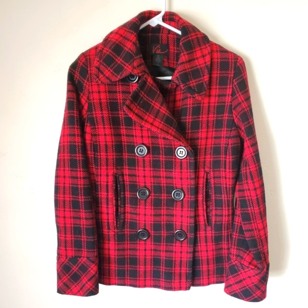 Via Red & Black Peacoat